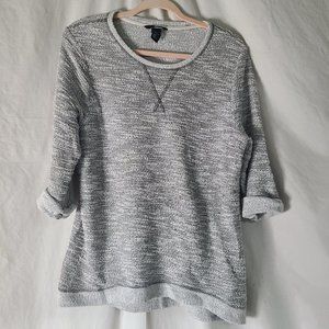 H&M Heather Gray Rolled Sleeve Reversed Top Sz M